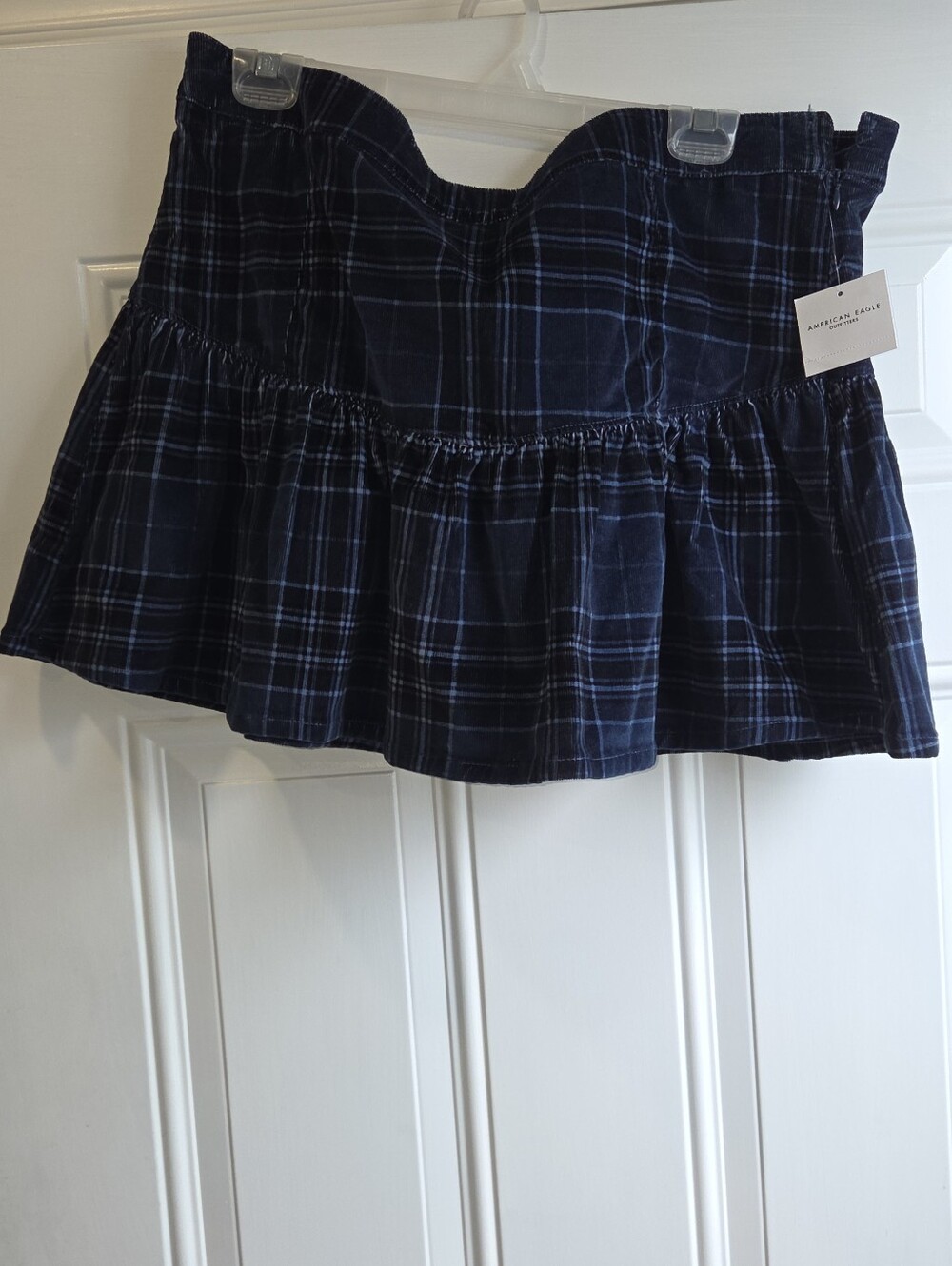 NWT American Eagle High Rise Mini Plaid Ruffle Skirt SZ 16